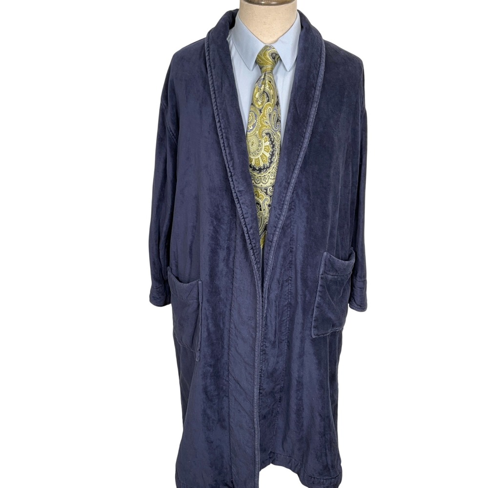 Brooks Brothers Robe Mens Small Navy No‎ Belt Shawl Supima Cotton  Turkey VTG